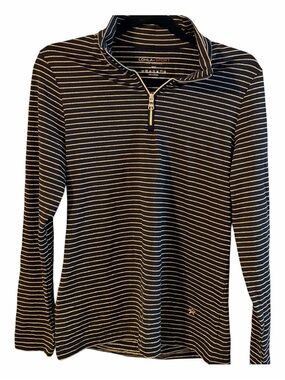 LOHLA Sport Black & White Striped Quarter-Zip Top